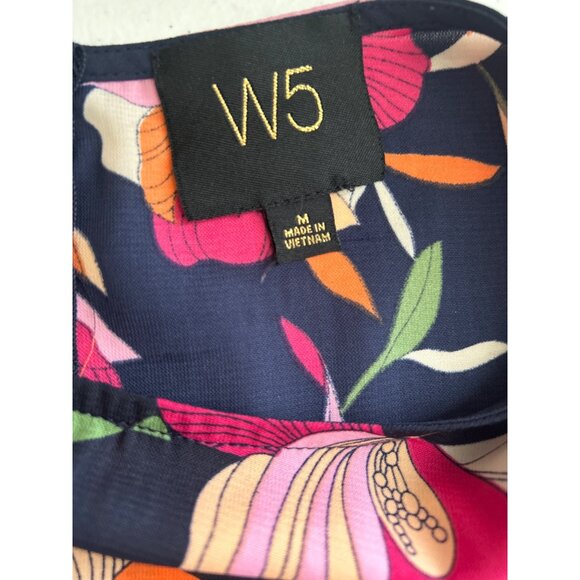 W5 Women's Floral Ruffle Bell Sleeve Top Medium 100% Polyester Multicolor - Picture 4 of 8